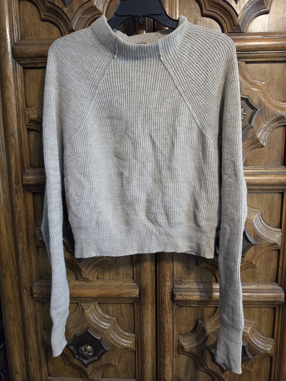 Free People Ribbed Turtleneck Sweater in Light Taupe